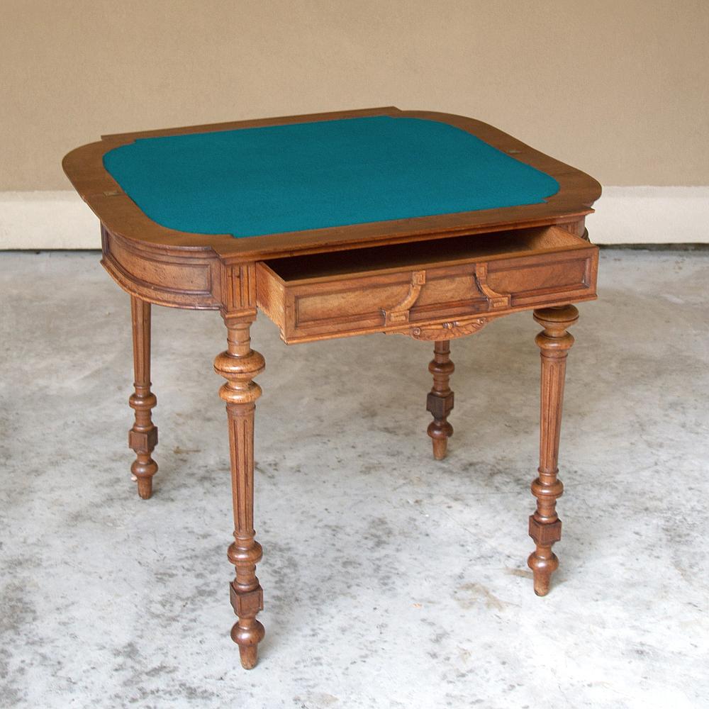 19th Century French Henri II Walnut Game Table, Console 4