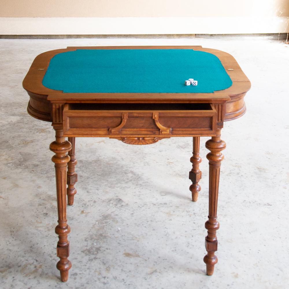19th Century French Henri II Walnut Game Table, Console 5