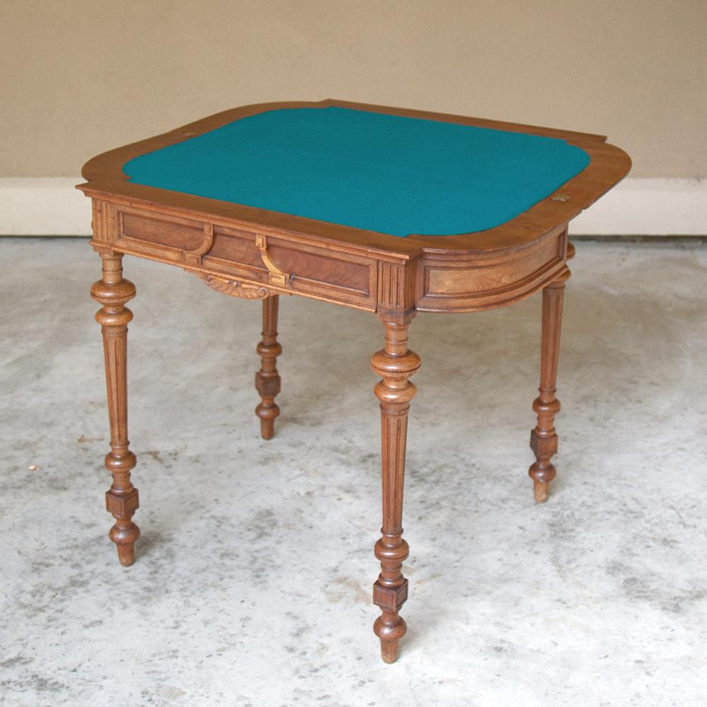 19th Century French Henri II Walnut Game Table, Console 3