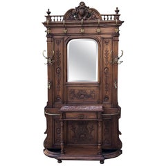 19th Century French Henri II Walnut Hall Tree