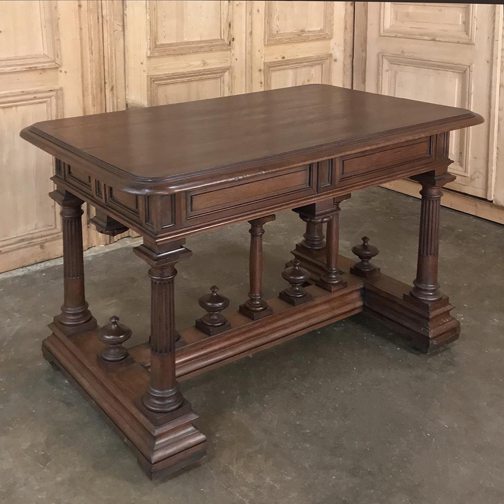 19th Century French Henri II Walnut Writing Table 3