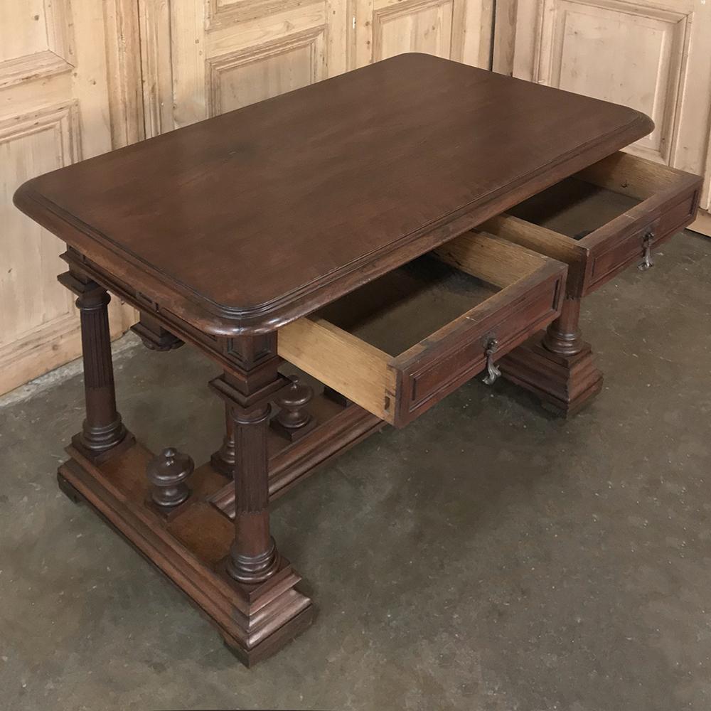 Neoclassical Revival 19th Century French Henri II Walnut Writing Table