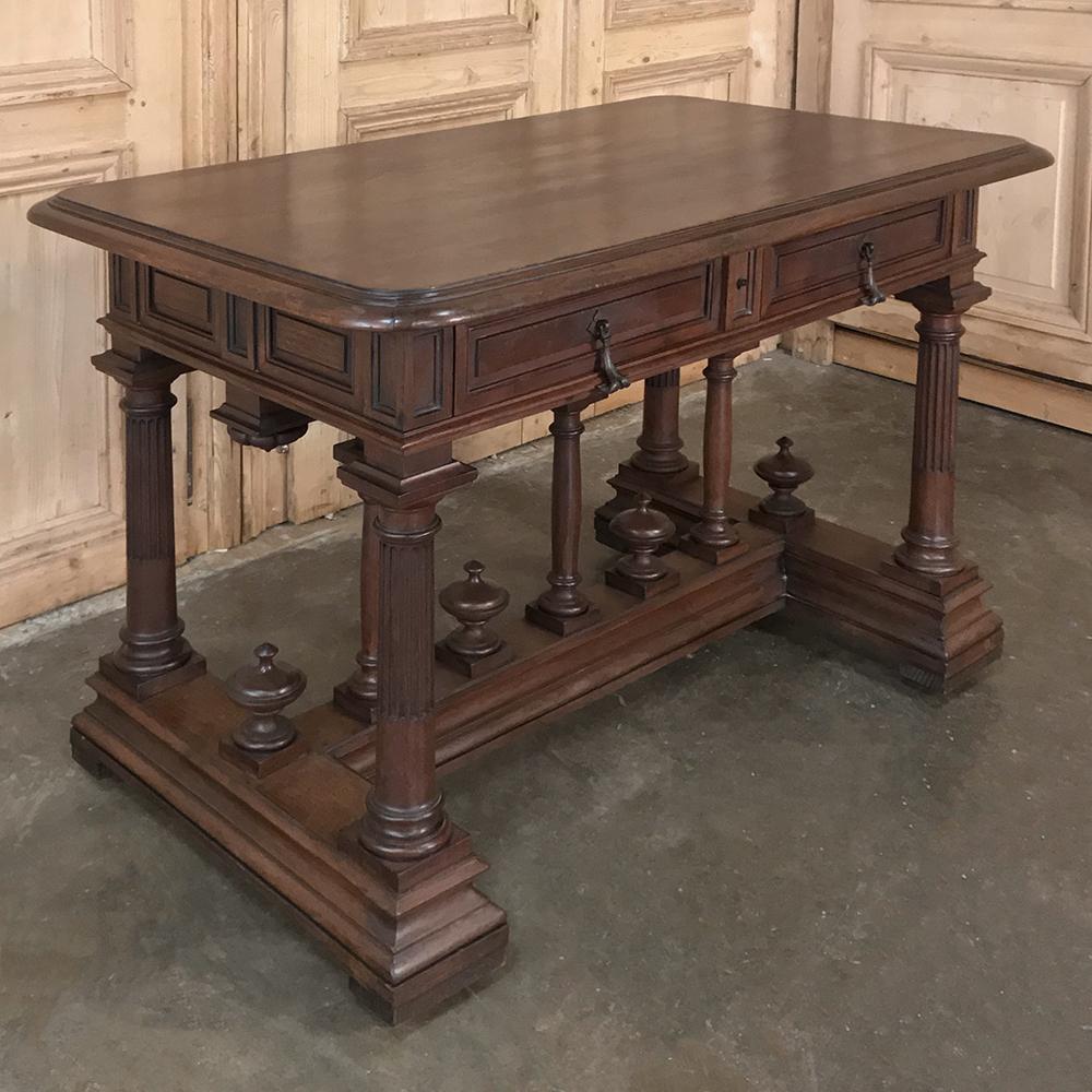 19th Century French Henri II Walnut Writing Table In Good Condition In Dallas, TX