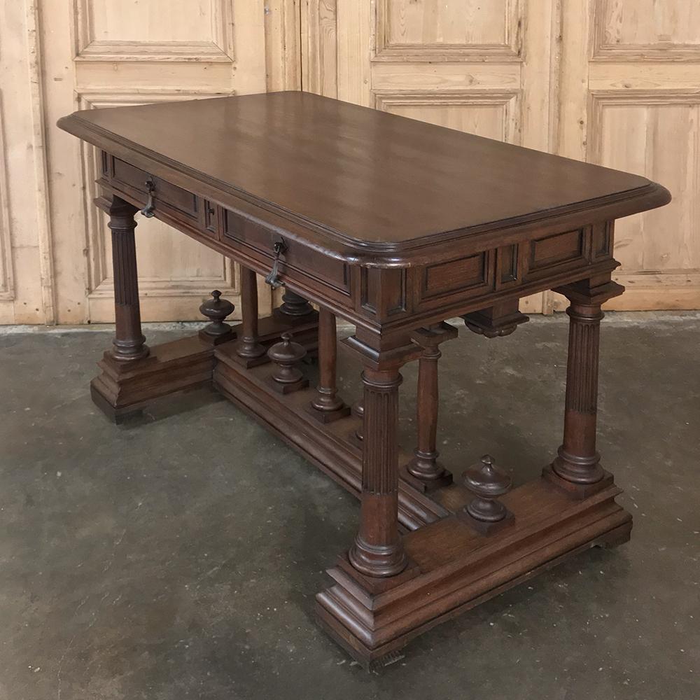 19th Century French Henri II Walnut Writing Table 2