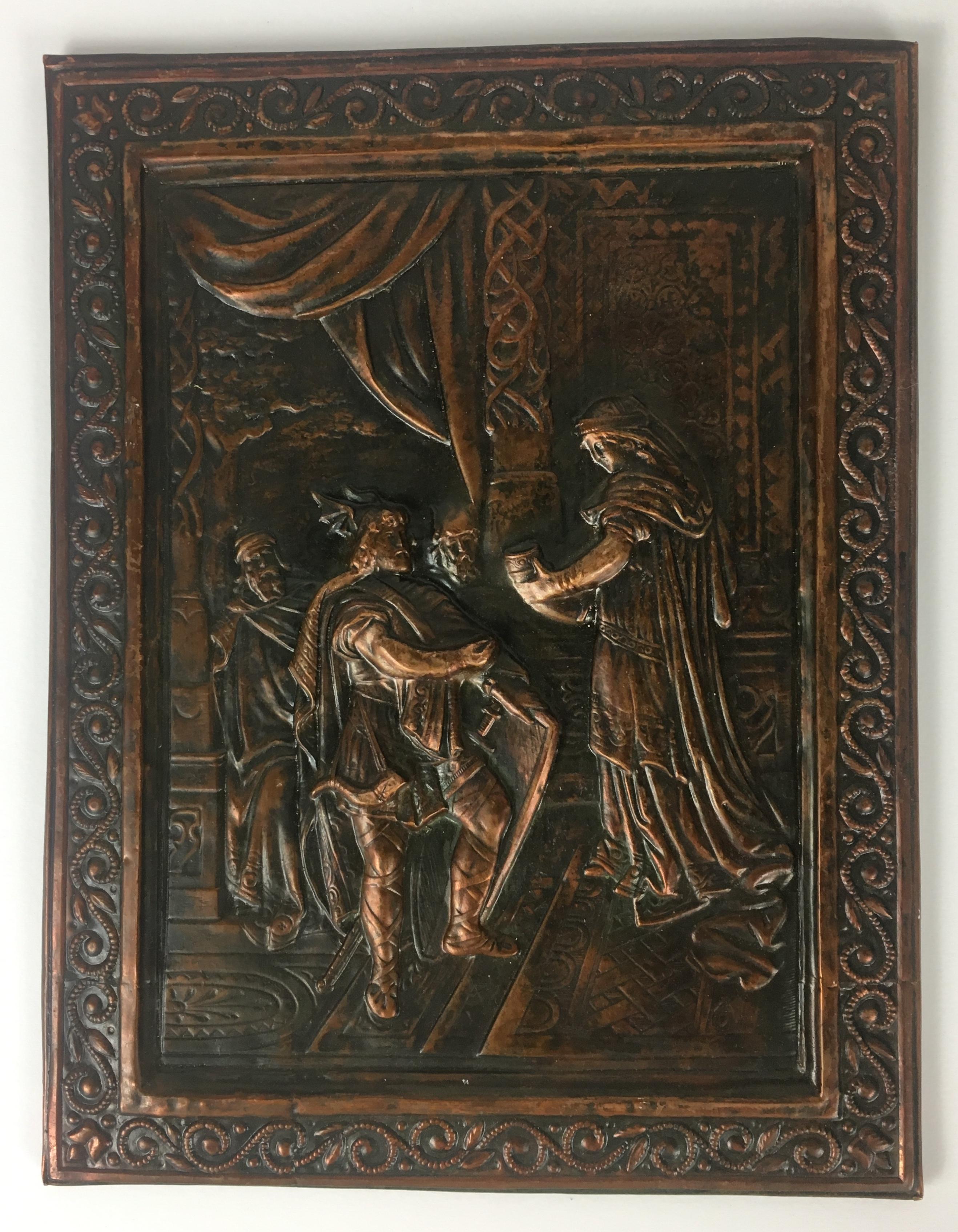 Französische historische Reliefplakette aus gehämmertem Kupfer, 19. Jahrhundert (Revival) im Angebot