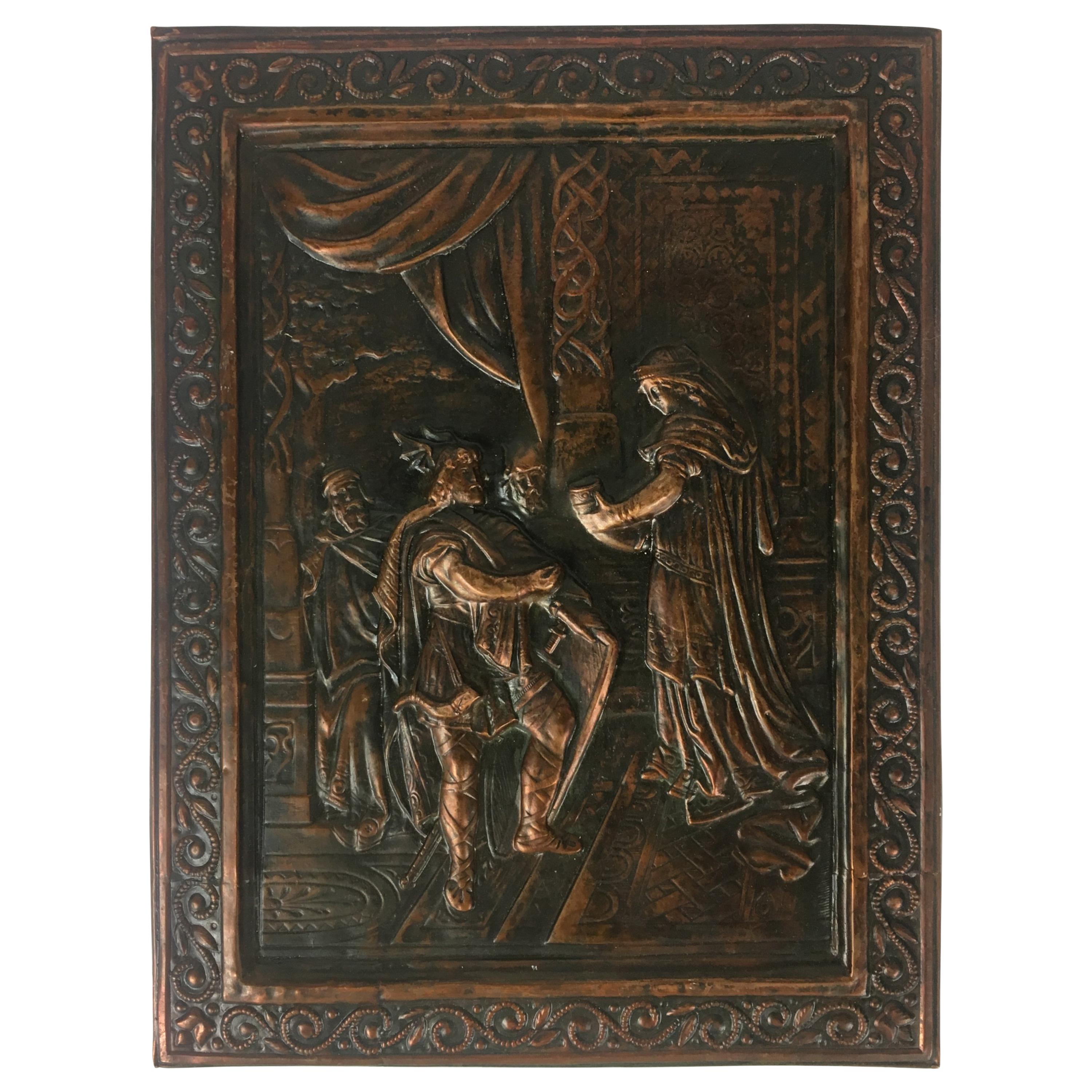 19th Century French Historical Hammered Copper Relief Plaque