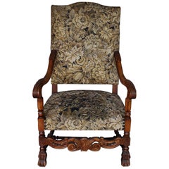 Fauteuil trône français du 19ème siècle en bois de hêtre couleur miel