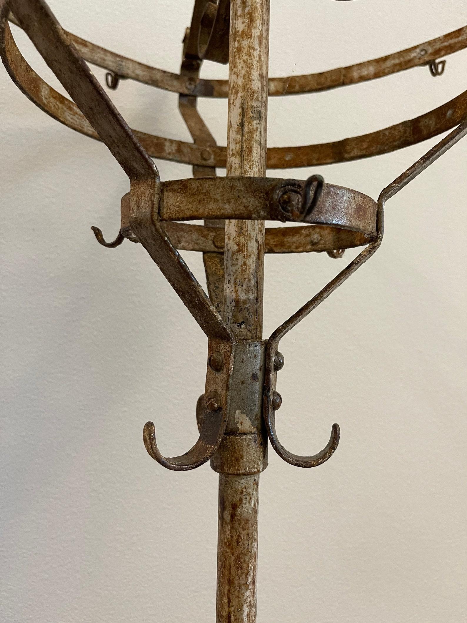 19th Century French Hotel Revolving Wrought Iron Coat Rack 3