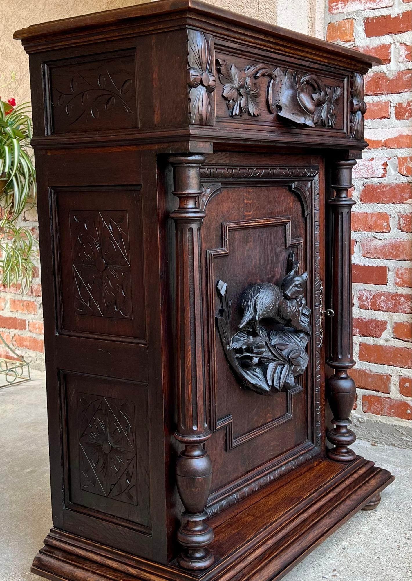 19th Century French Hunt Cabinet Carved Oak Black Forest Lodge Foyer Sideboard For Sale 9