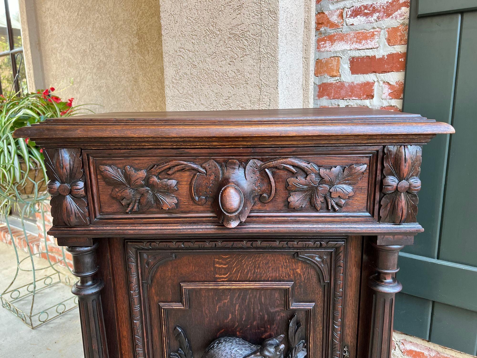 19th Century French Hunt Cabinet Carved Oak Black Forest Lodge Foyer Sideboard For Sale 11
