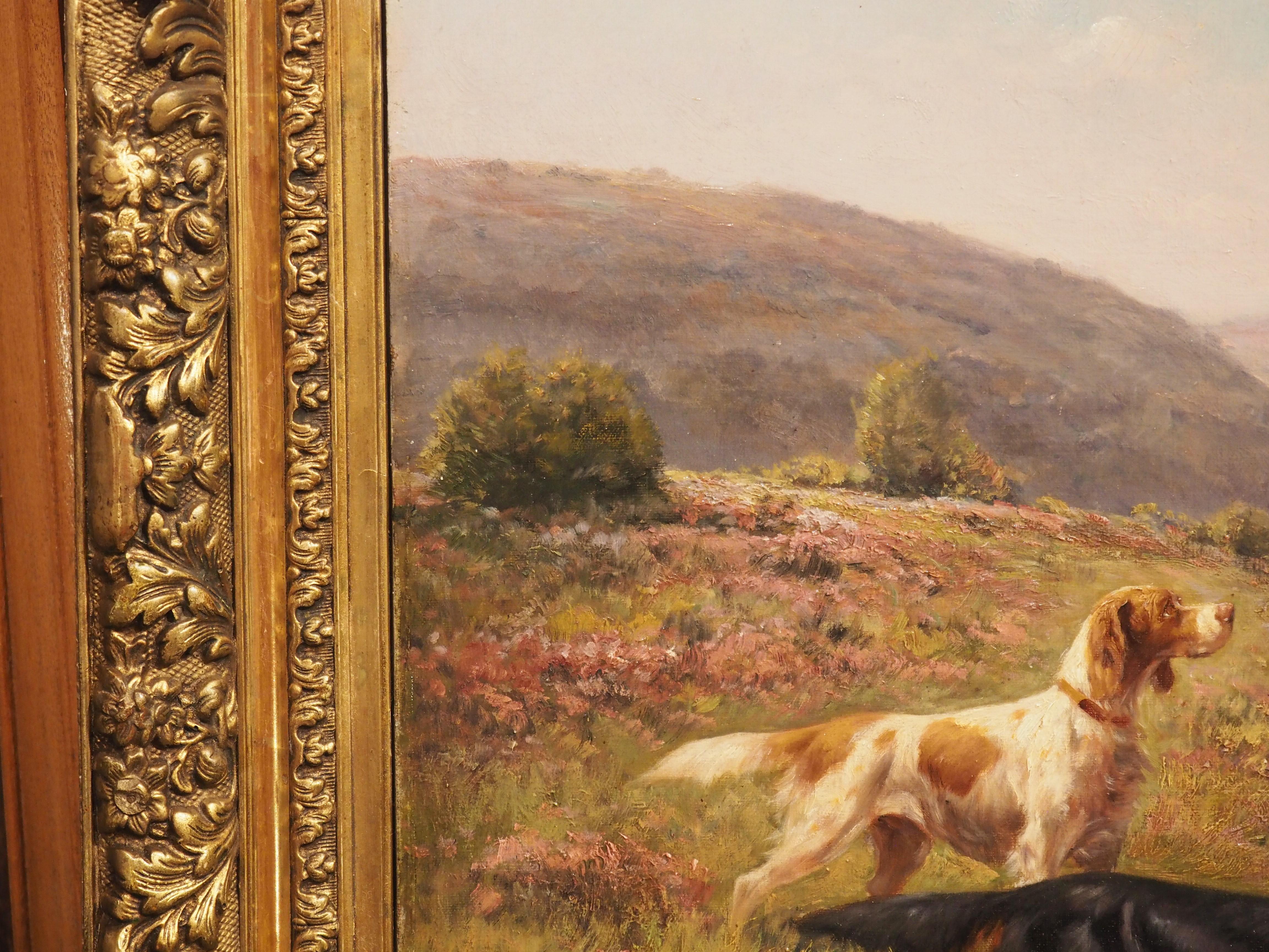 19th Century French Hunting Dog Painting by Petit In Good Condition In Dallas, TX
