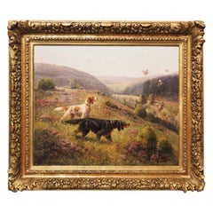 Tableau de chien de chasse français du 19ème siècle par Petit