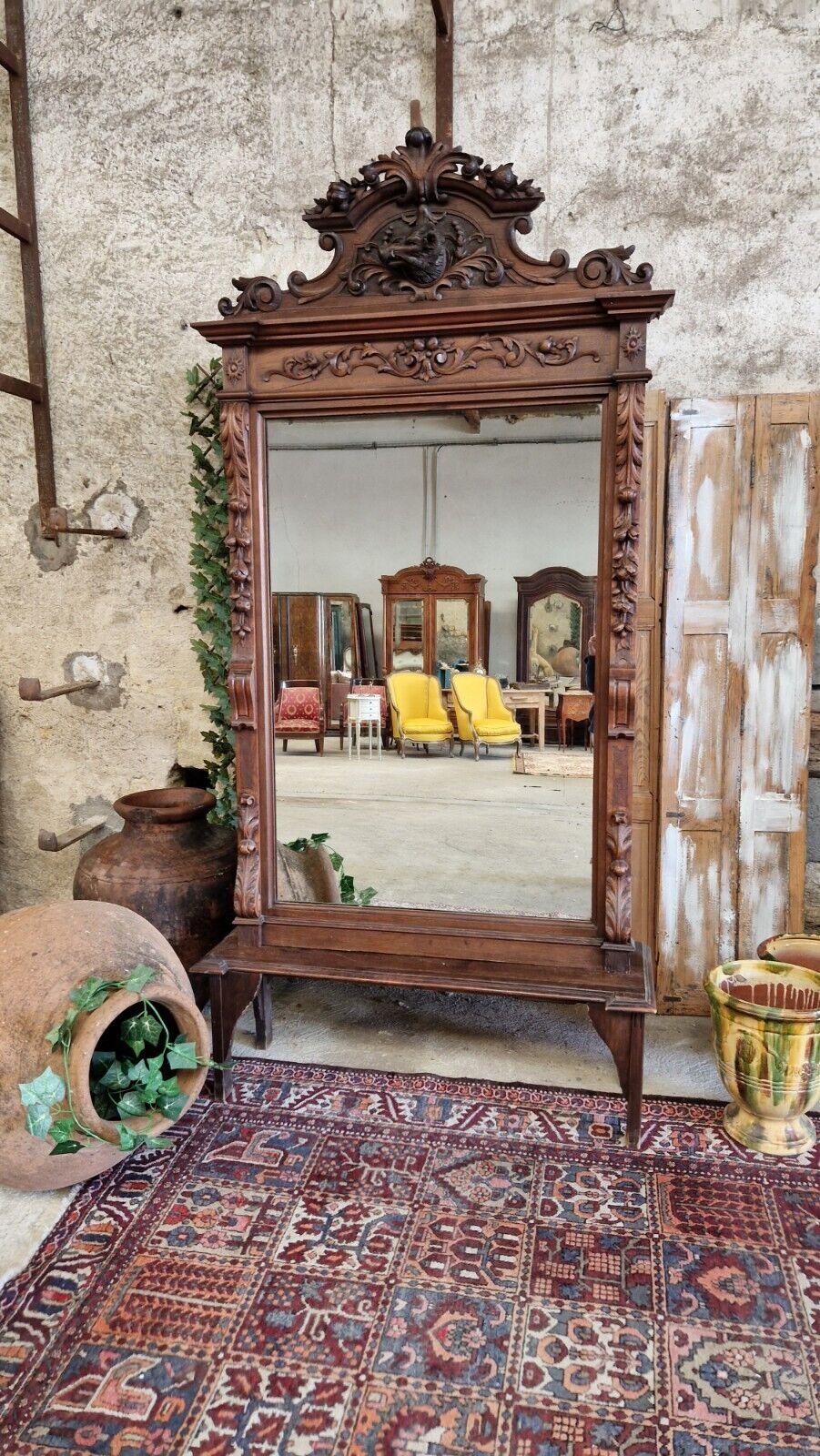 19th Century French Hunting Lodge Mirror Heavily Carved 9