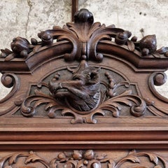 19th Century French Hunting Lodge Mirror Heavily Carved