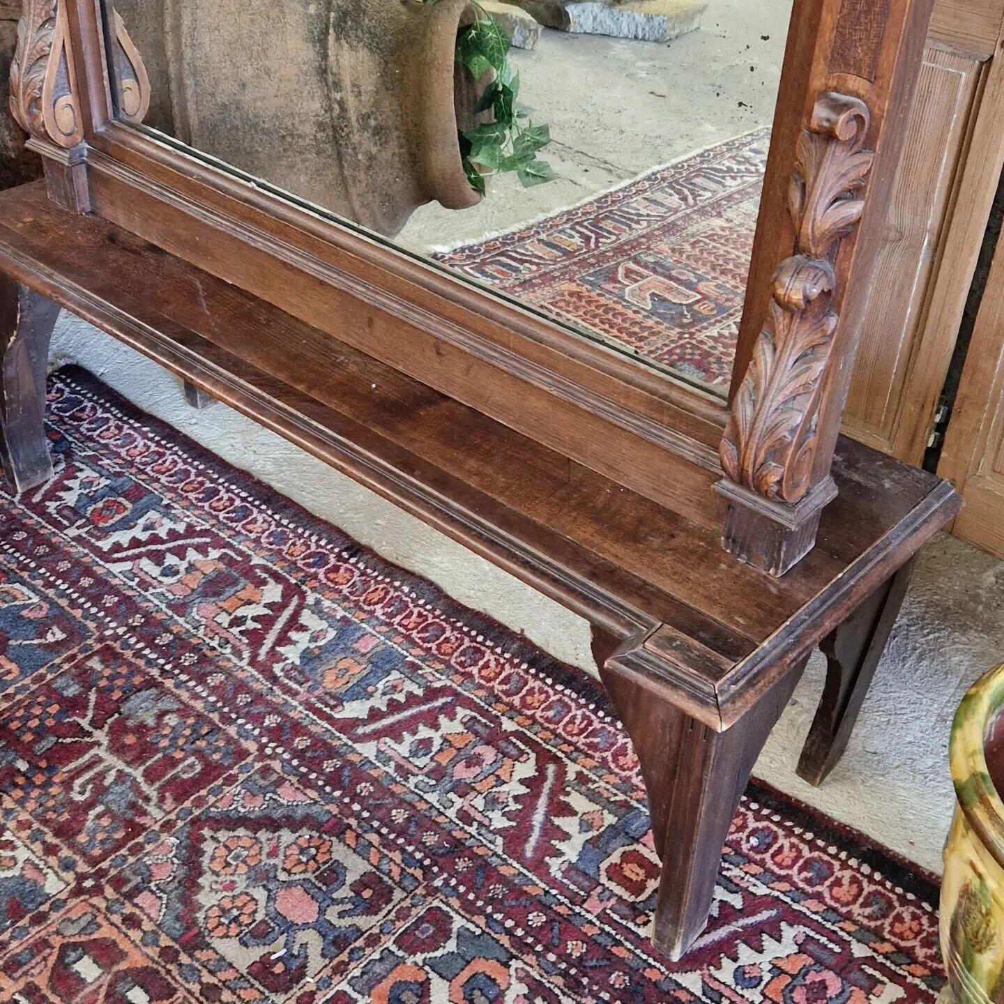 Beveled 19th Century French Hunting Lodge Mirror Heavily Carved