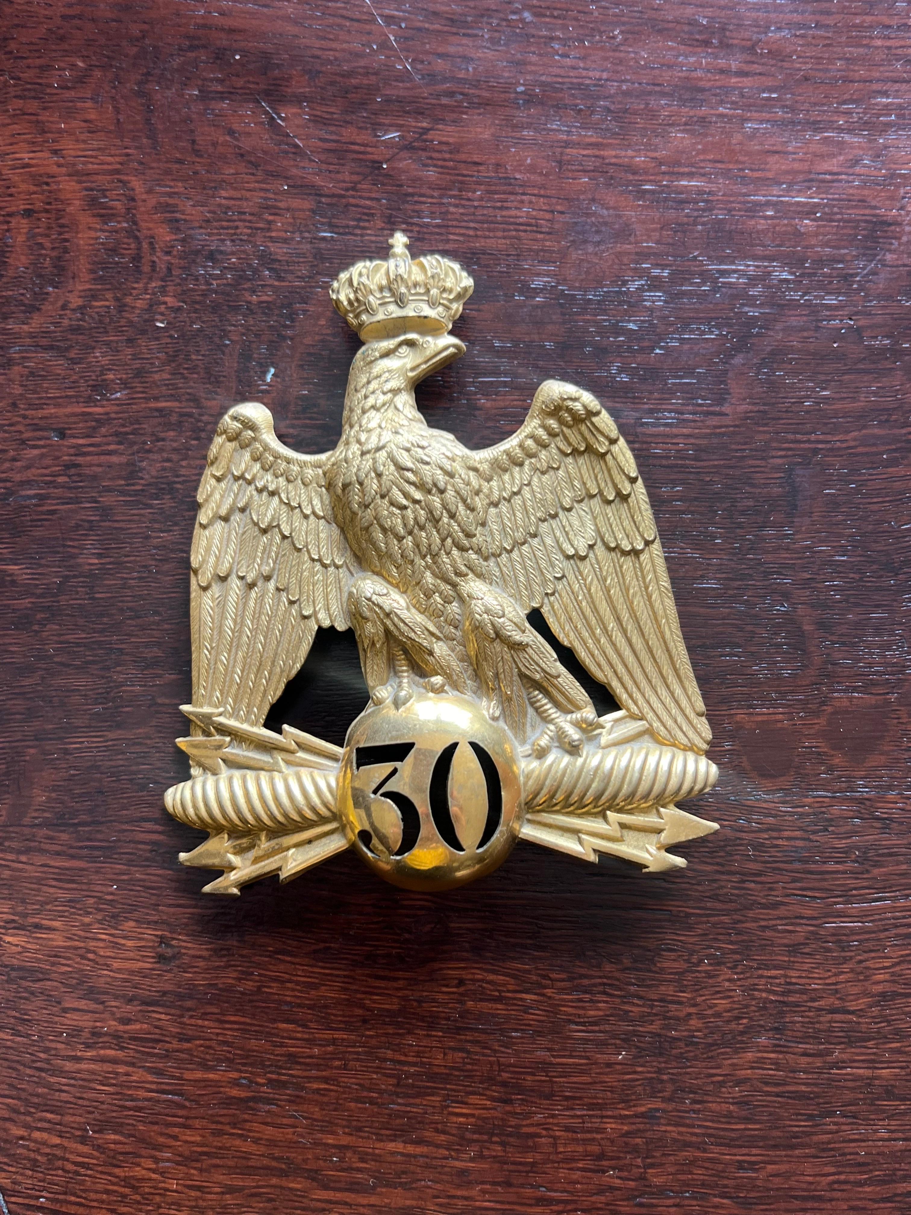19th Century French Imperial Eagle Brass Badge Napoleon III Period For Sale 1