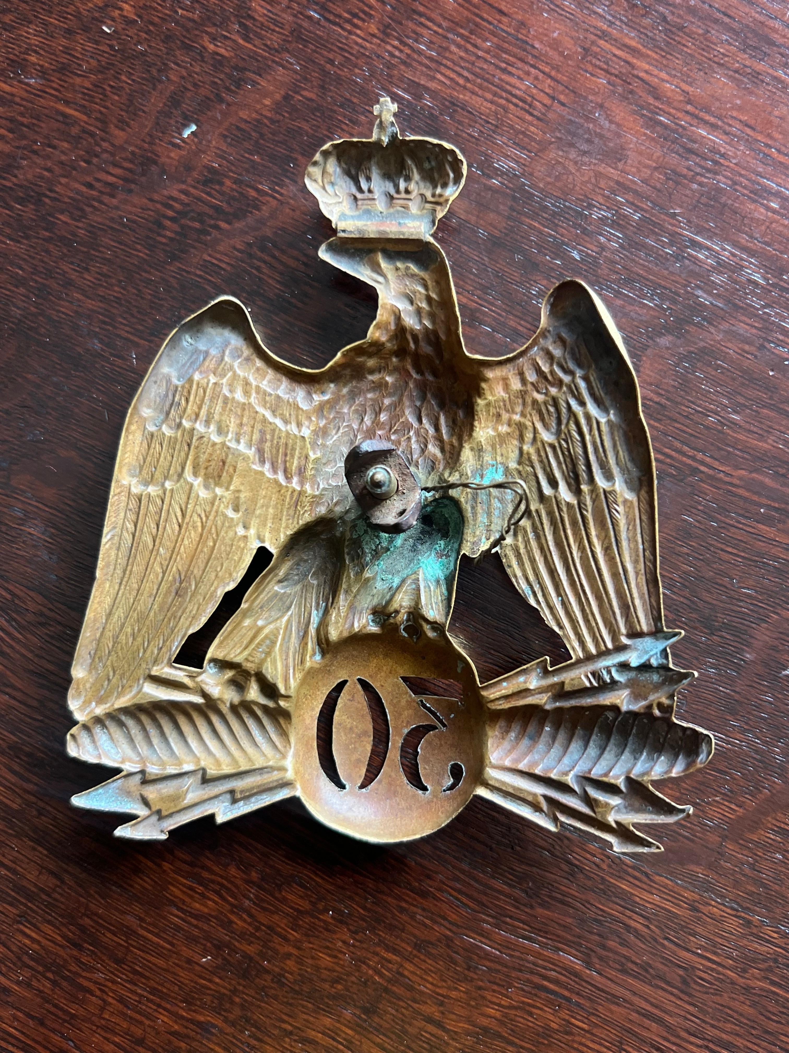 19th Century French Imperial Eagle Brass Badge Napoleon III Period For Sale 2