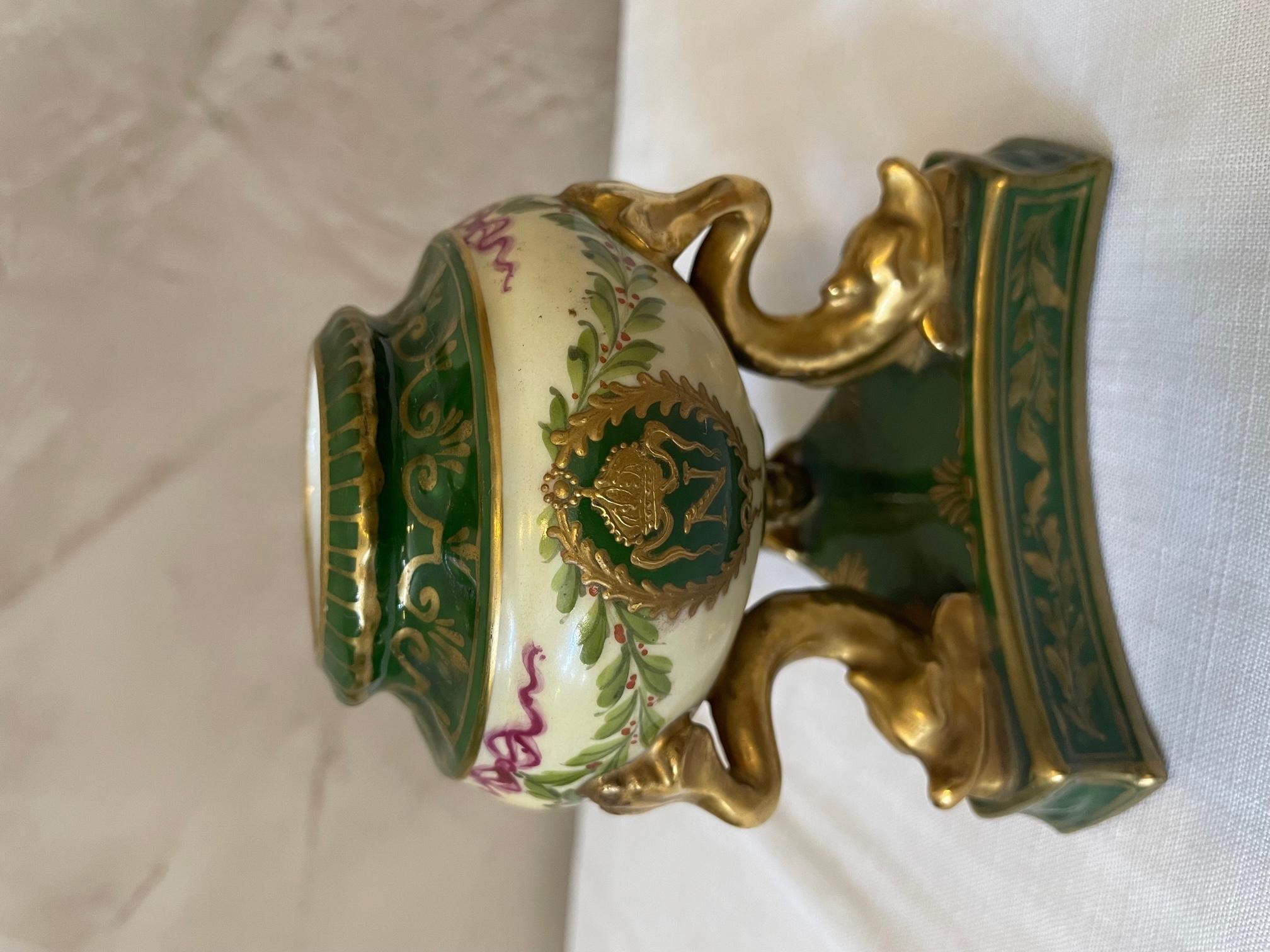 19th Century French Imperial Manufacture of Sevres Porcelain Inkwell For Sale 2
