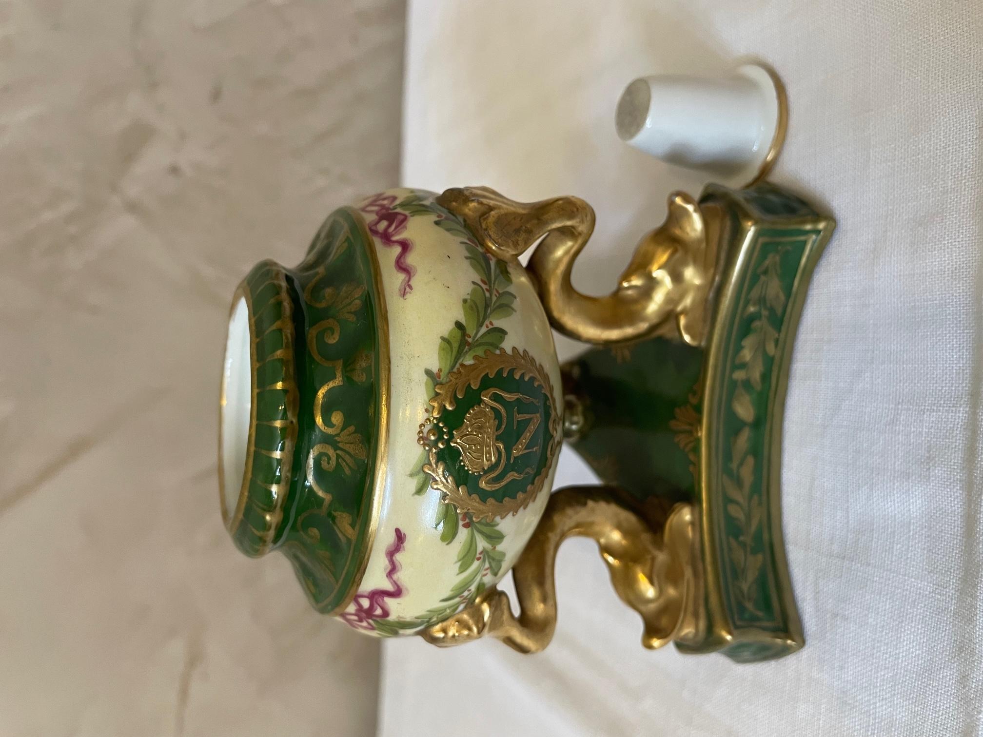19th Century French Imperial Manufacture of Sevres Porcelain Inkwell For Sale 5
