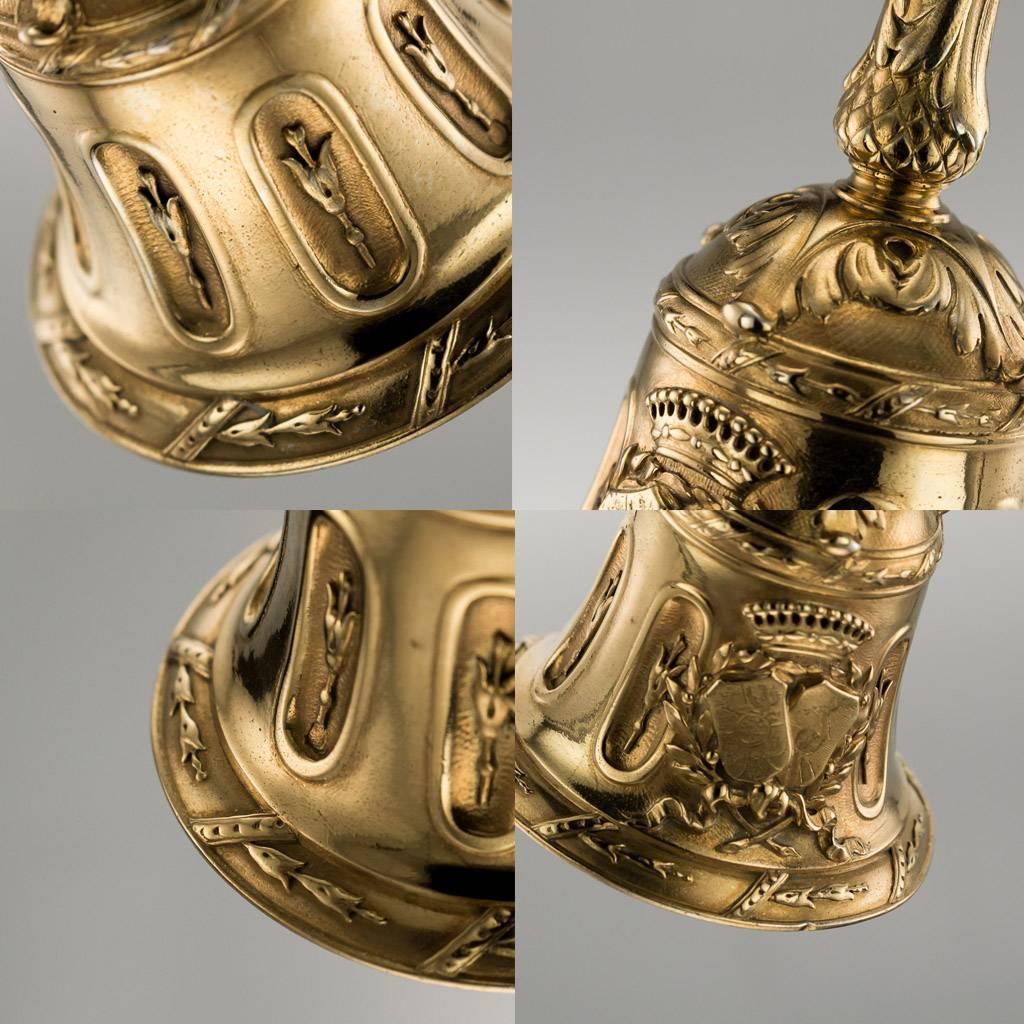 19th Century French Important Silver-Gilt Dinner Bell on Stand, circa 1880 7