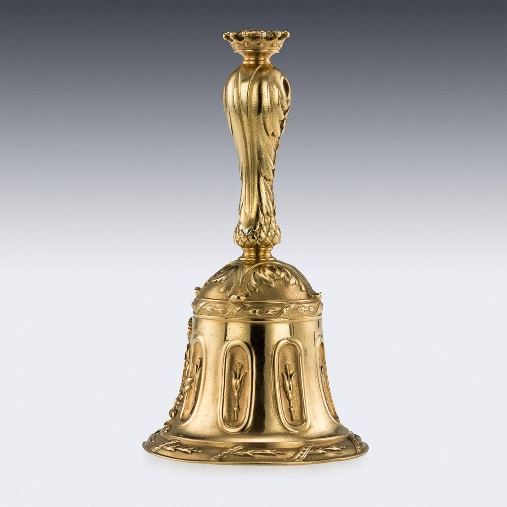 19th Century French Important Silver-Gilt Dinner Bell on Stand, circa 1880 1