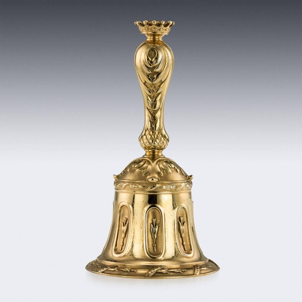 19th Century French Important Silver-Gilt Dinner Bell on Stand, circa 1880 2