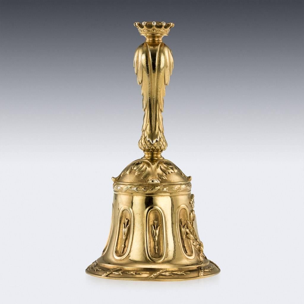 19th Century French Important Silver-Gilt Dinner Bell on Stand, circa 1880 3