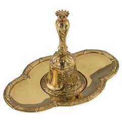 19th Century French Important Silver-Gilt Dinner Bell on Stand, circa 1880