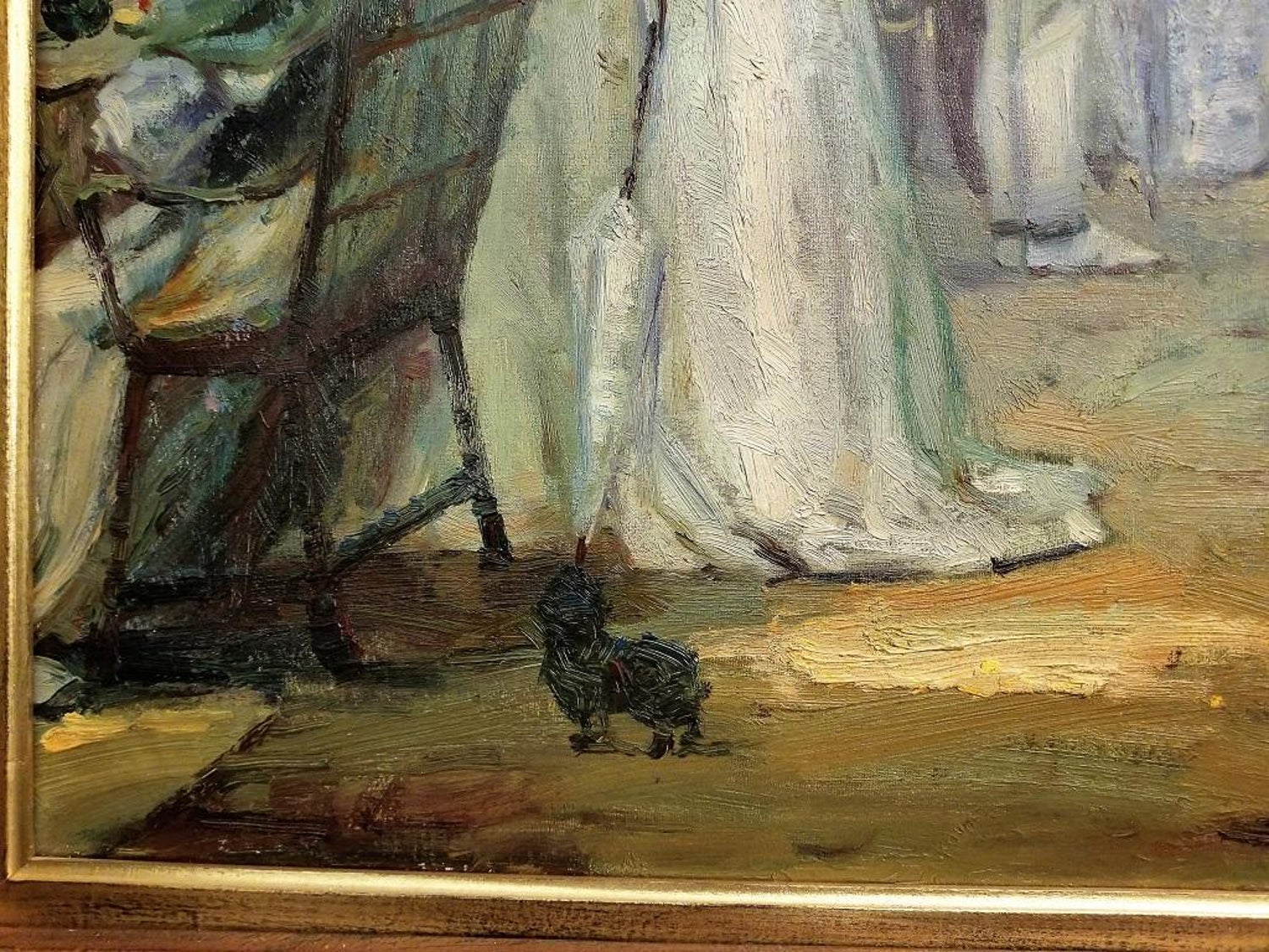19th Century French Impressionist Oil On Canvas Of Picnic Scene