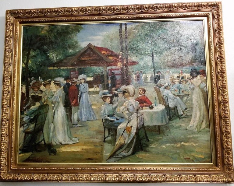 19th Century French Impressionist Oil on Canvas of Picnic Scene at 1stDibs