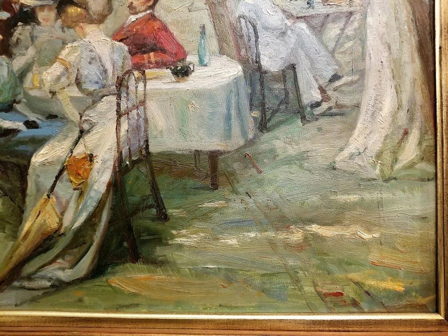 19th Century French Impressionist Oil On Canvas Of Picnic Scene For Sale At 1stdibs