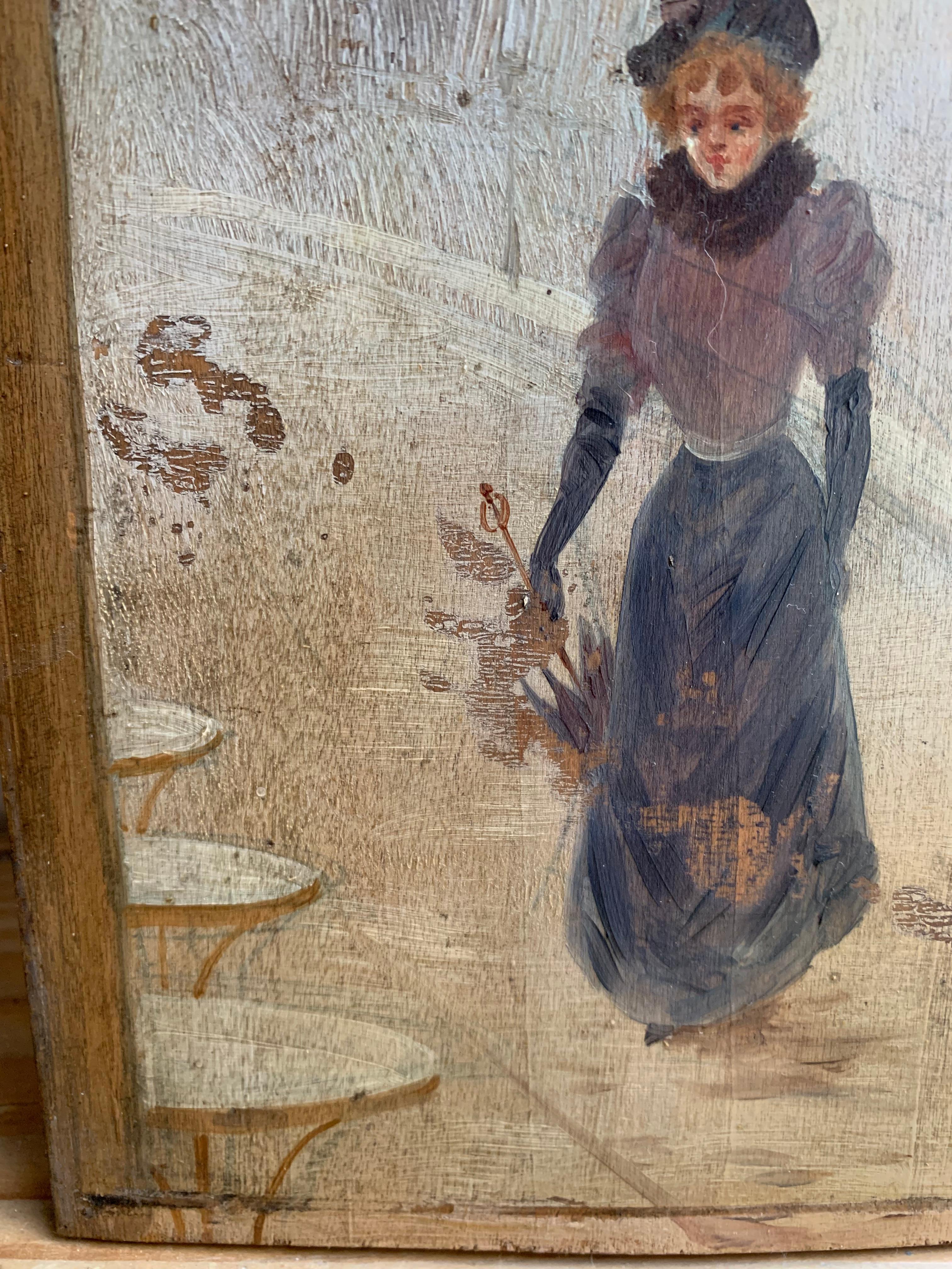 Belle Époque 19th Century French Impressionistic Painting Of A Parisian Girl By H. De Bréval For Sale