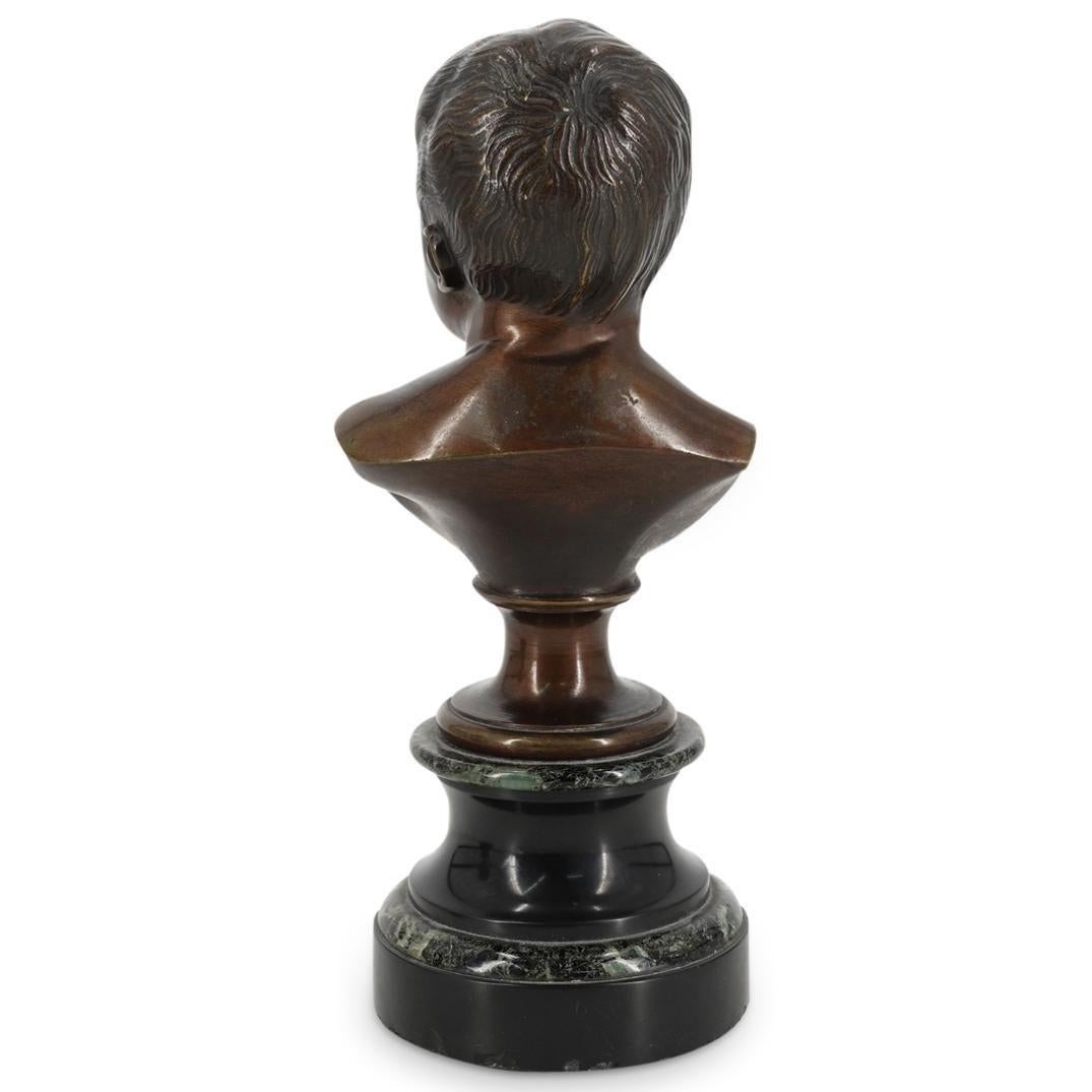 Patinated 19th Century French Infant Bronze Busts After Jean Antoine Houdon For Sale