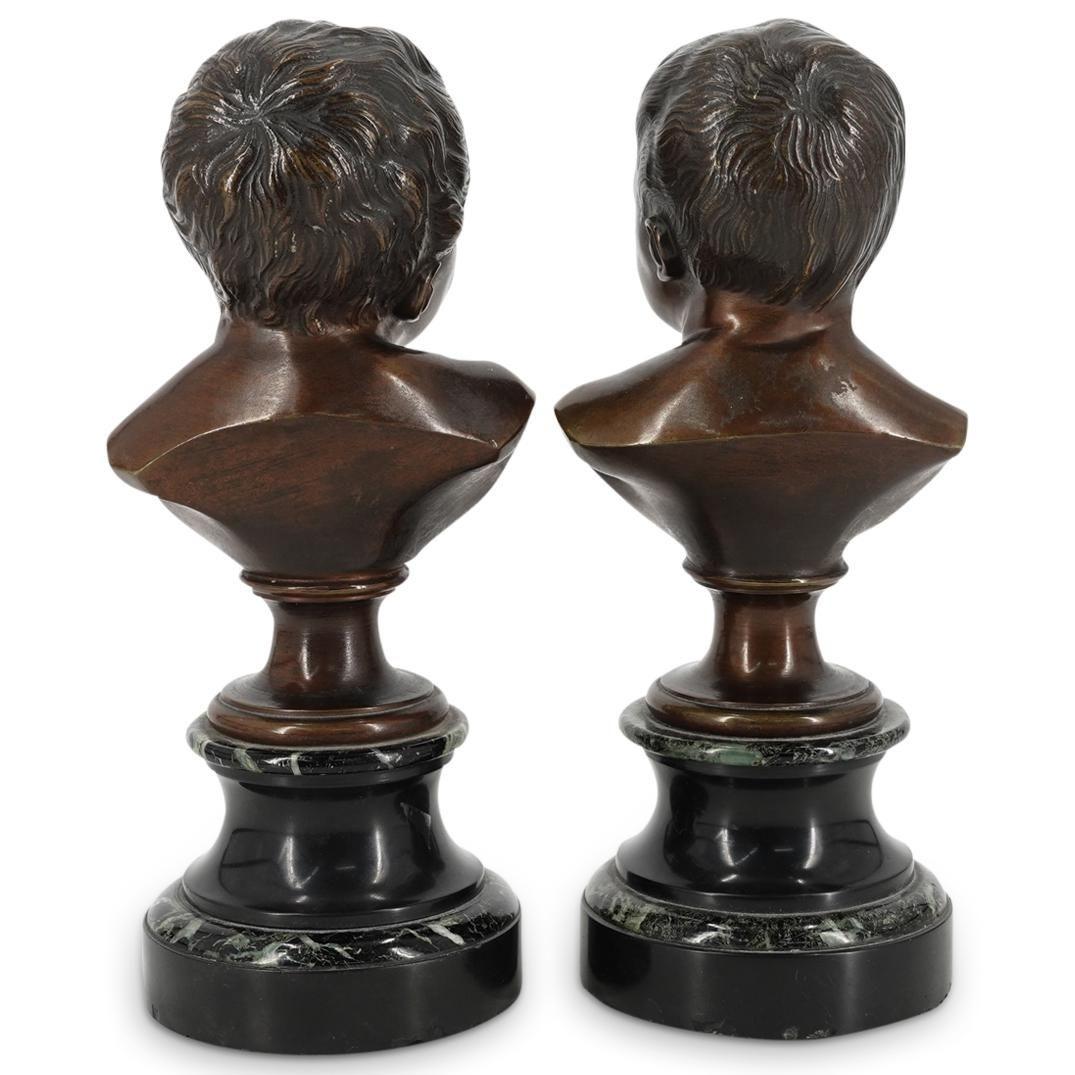 19th Century French Infant Bronze Busts After Jean Antoine Houdon For Sale 1