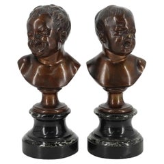 19th Century French Infant Bronze Busts After Jean Antoine Houdon