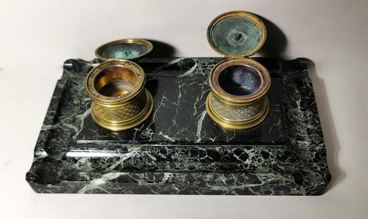 Empire Napoleon III French Inkwell in Bronze And Marble 1848-1850