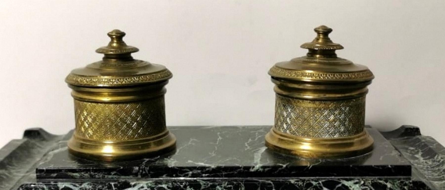 Napoleon III French Inkwell in Bronze And Marble 1848-1850 In Good Condition In Prato, Tuscany