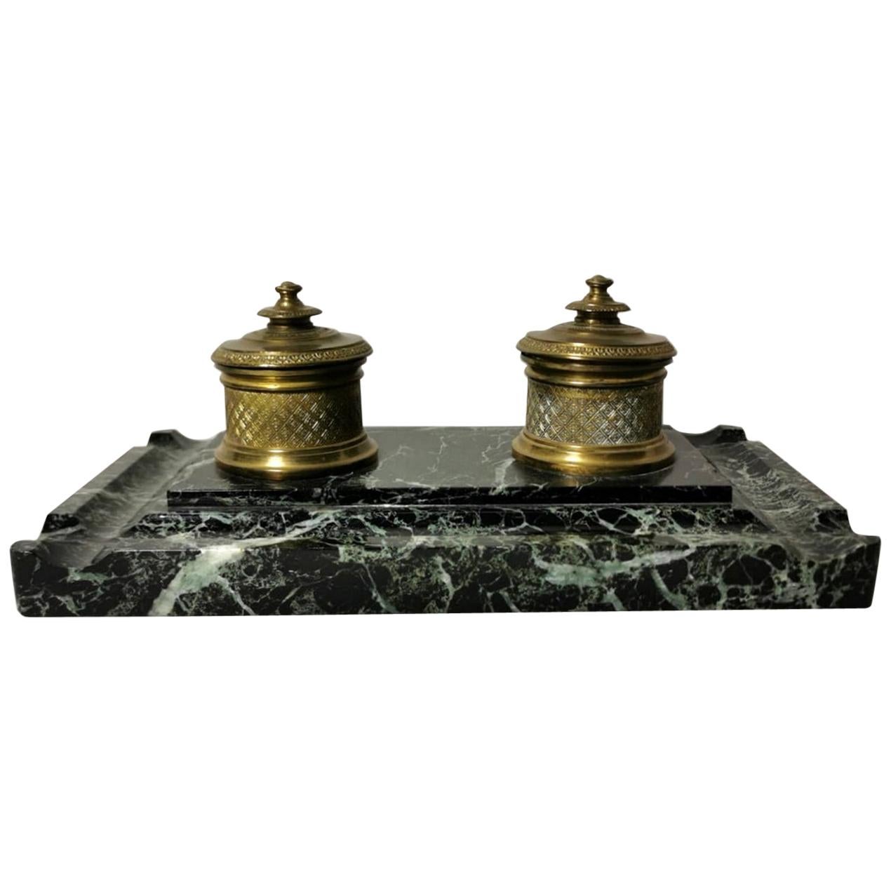 Napoleon III French Inkwell in Bronze And Marble 1848-1850