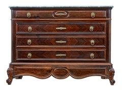 Französische Kommode aus dem 19. Jahrhundert mit Intarsien und einer Platte aus Kunstmarmor