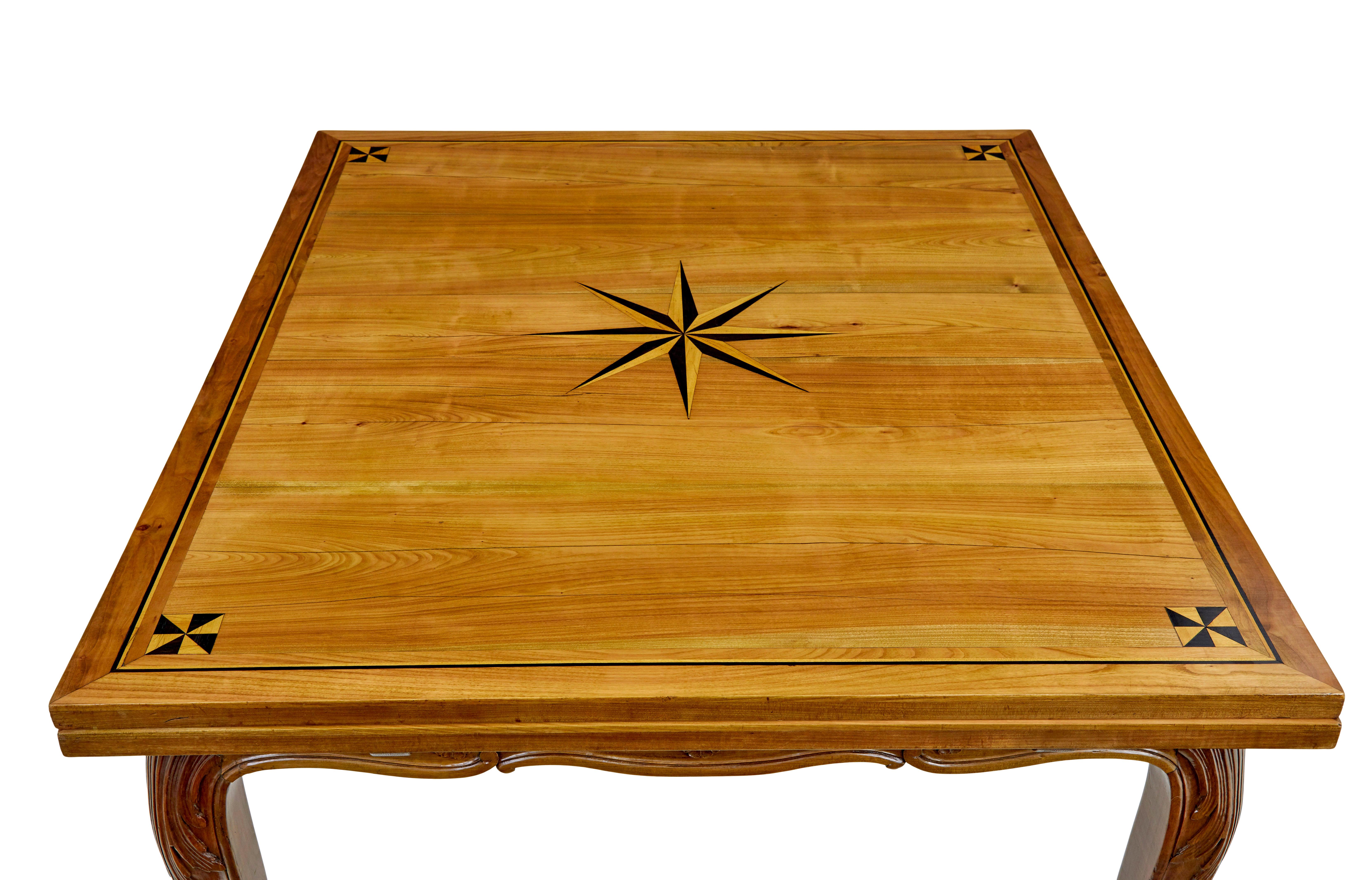 19th century French inlaid fruit wood extending dining table For Sale 1