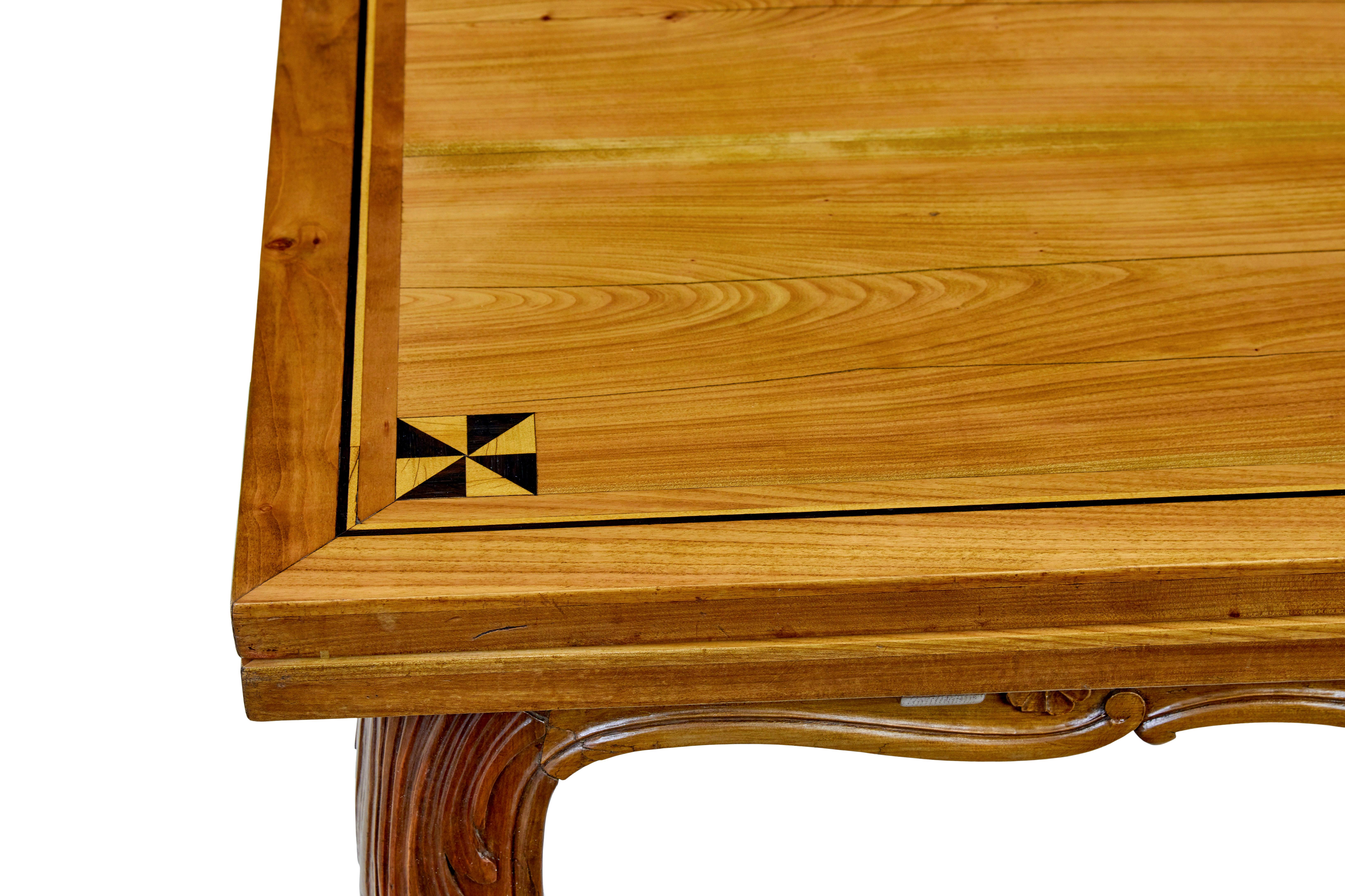 19th century French inlaid fruit wood extending dining table For Sale 2