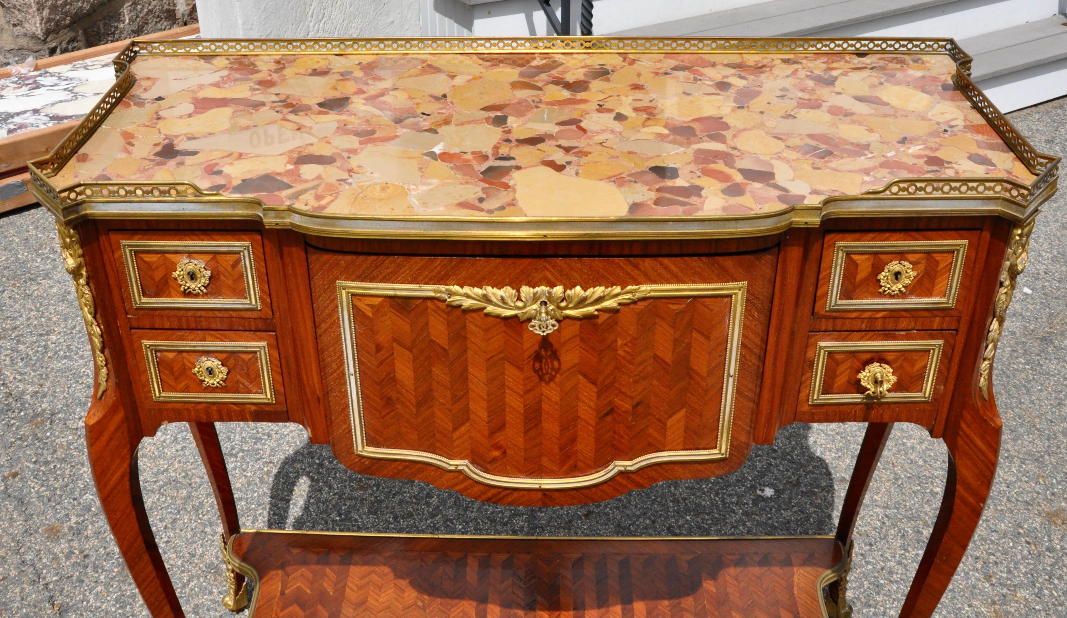 Louis XV 19th Century French Inlaid Kingwood Serving Table For Sale