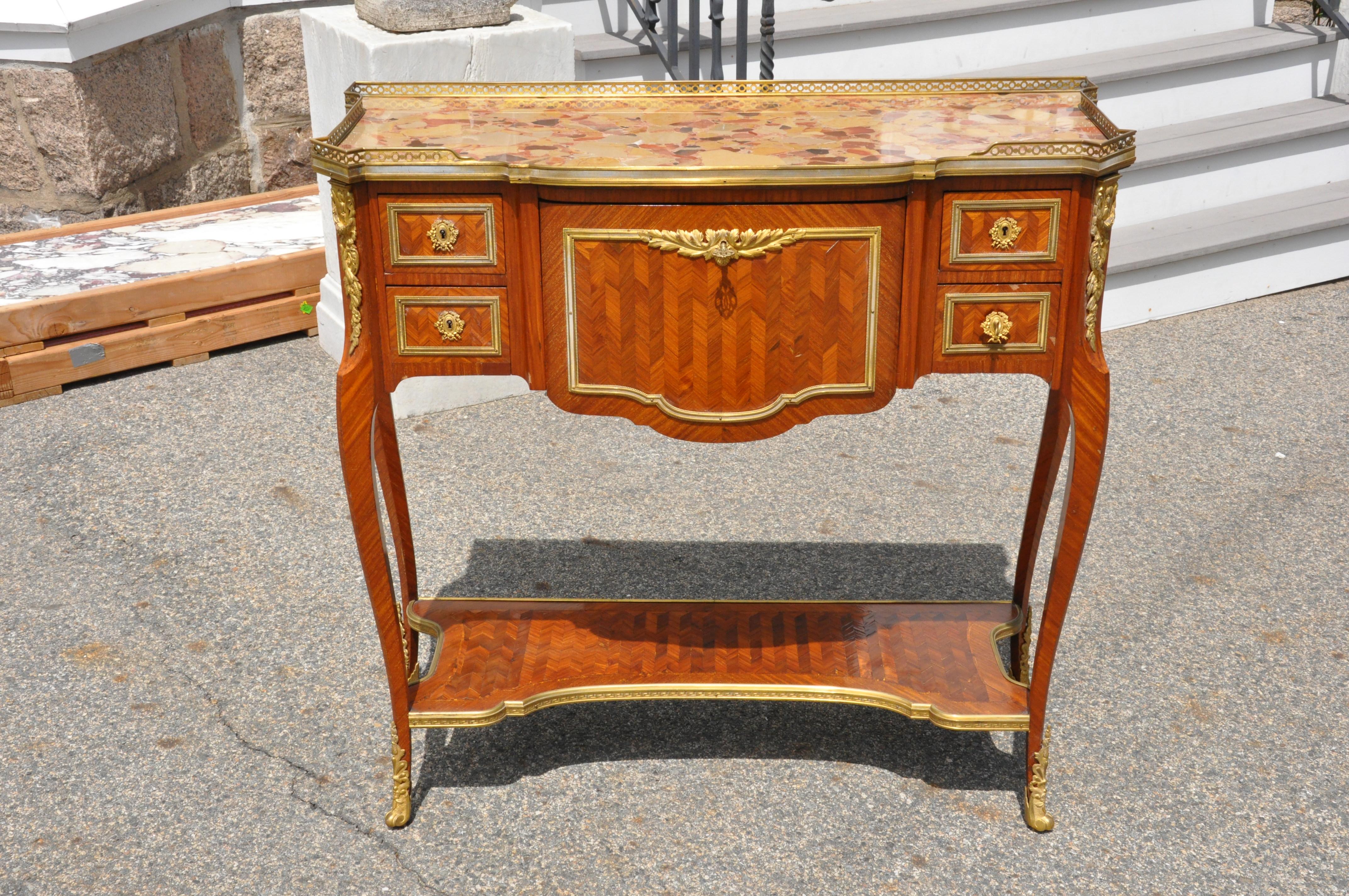 19th Century French Inlaid Kingwood Serving Table In Good Condition For Sale In Essex, MA