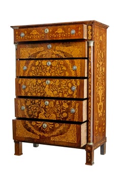 19th century French inlaid mahogany 6 drawer inlaid chest