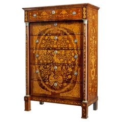 19th century French inlaid mahogany 6 drawer inlaid chest