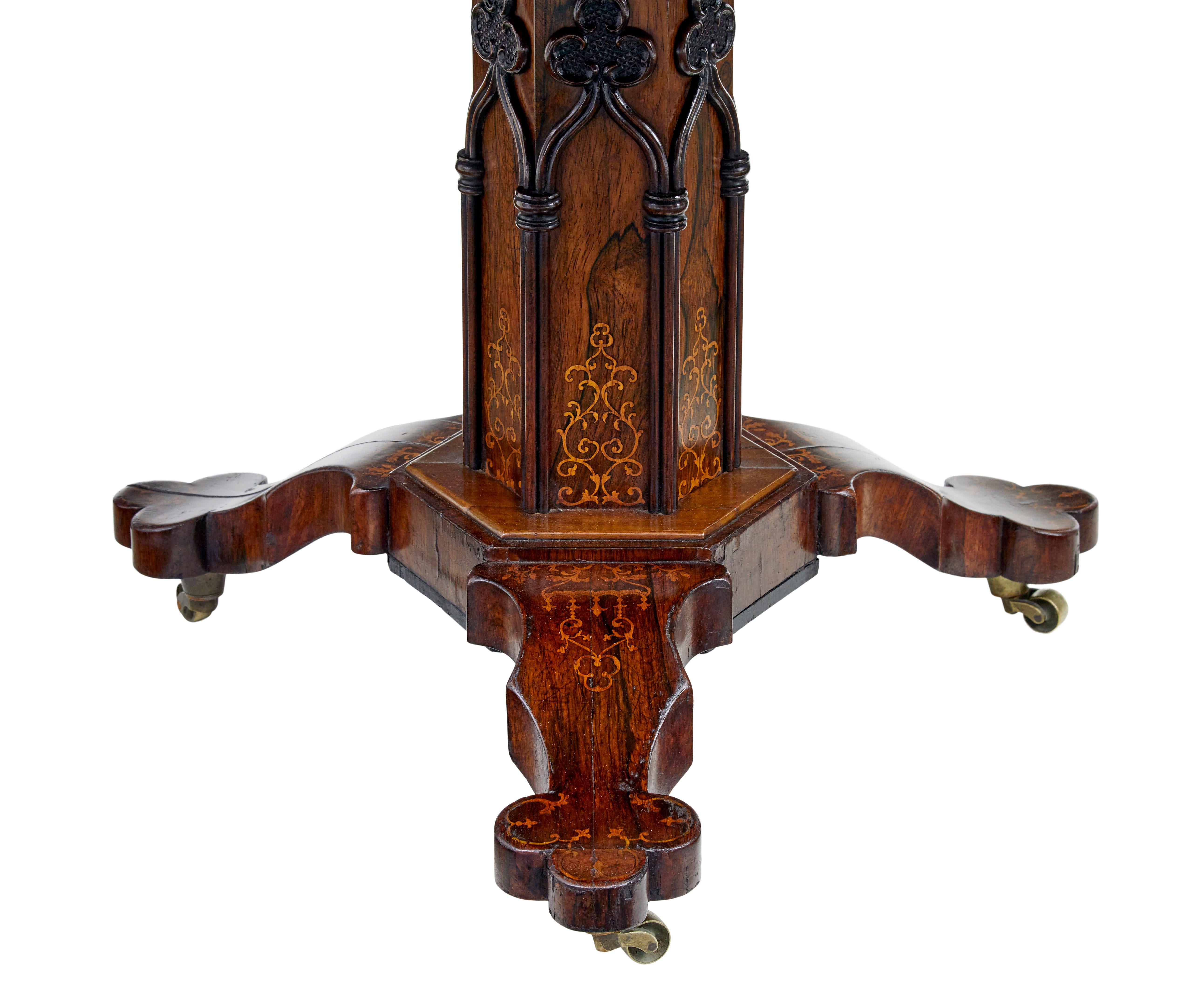 Victorian 19th century French inlaid mahogany center table