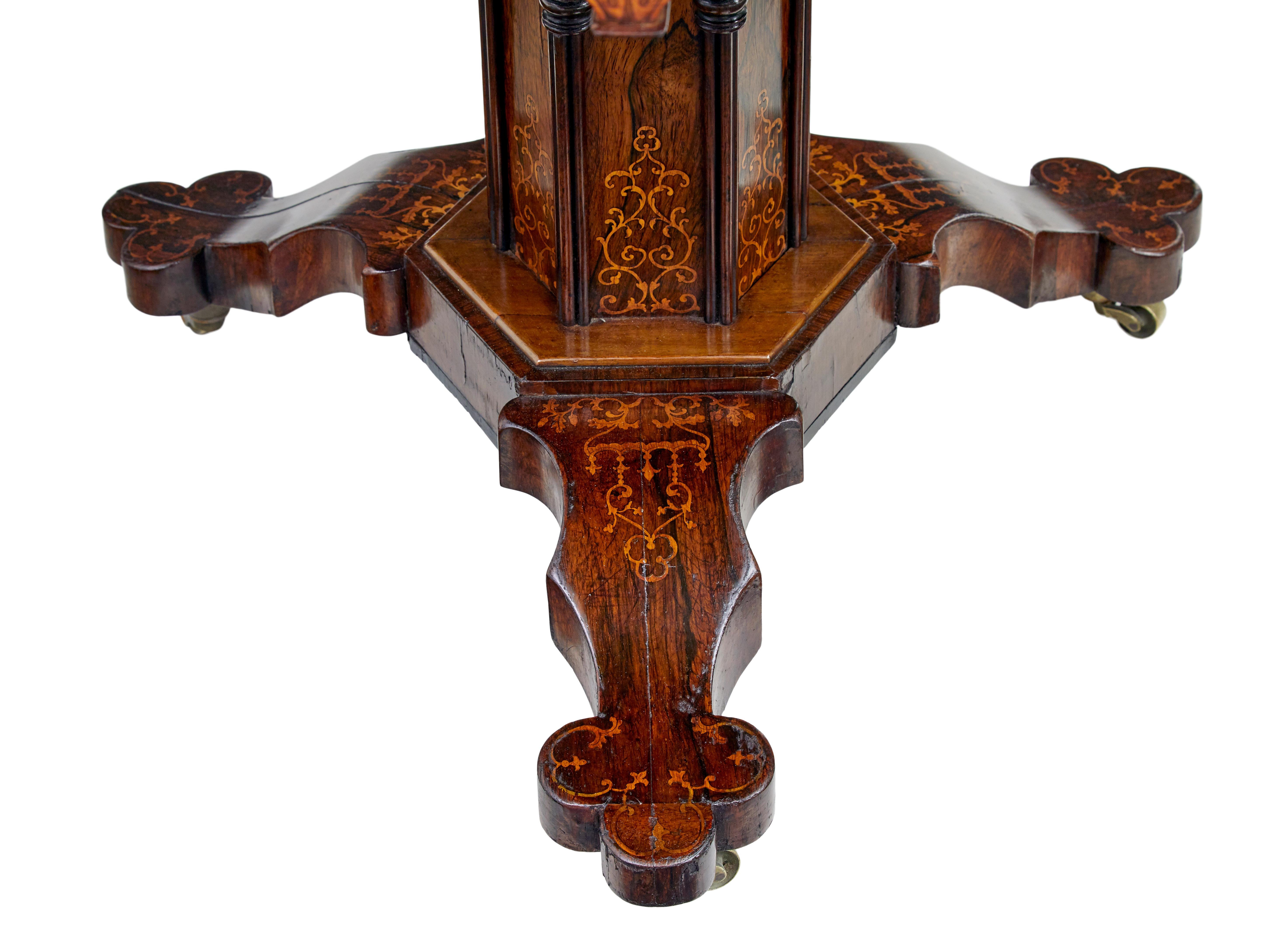 Hand-Carved 19th century French inlaid mahogany center table