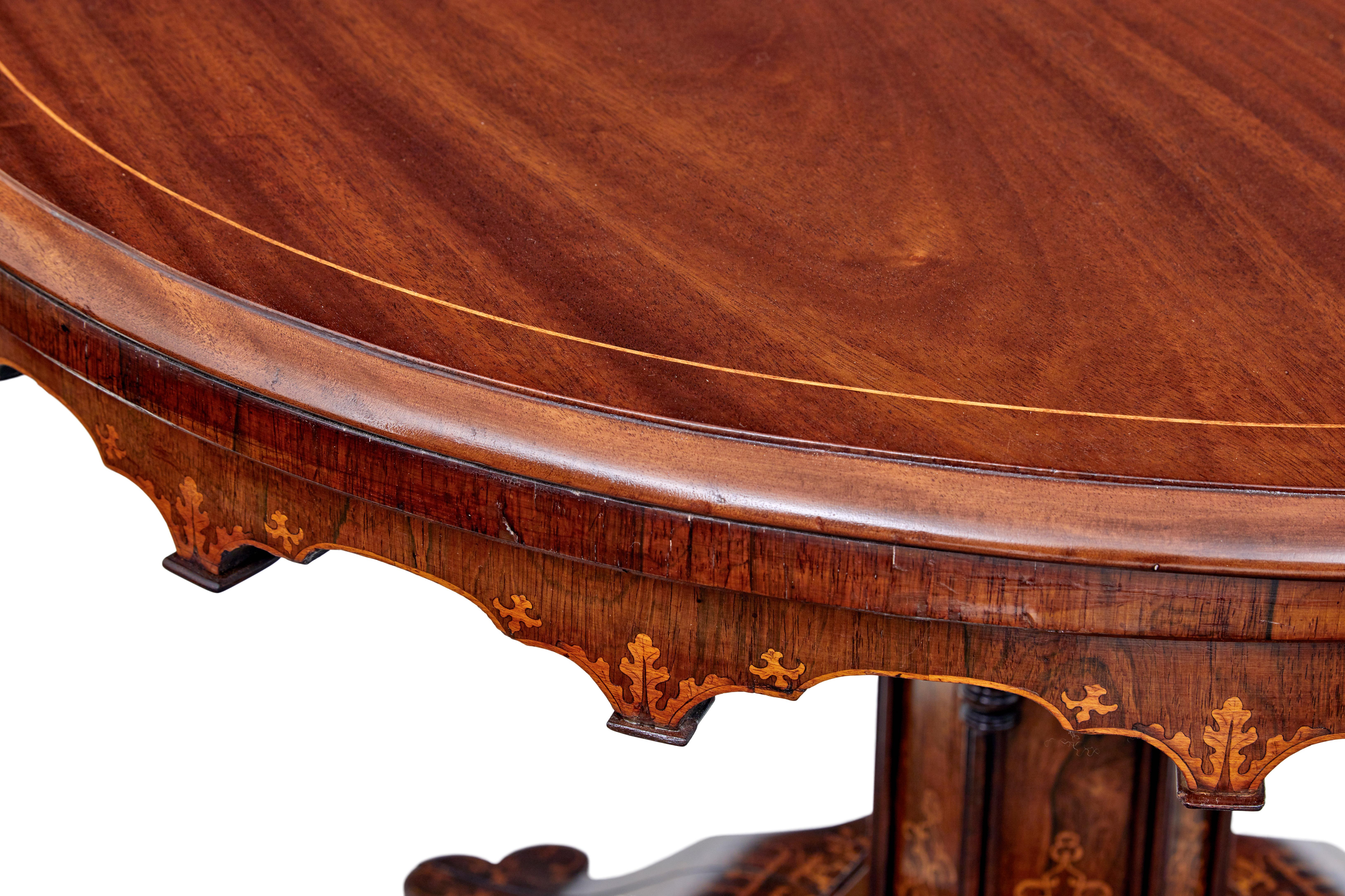 19th century French inlaid mahogany center table In Good Condition In Debenham, Suffolk