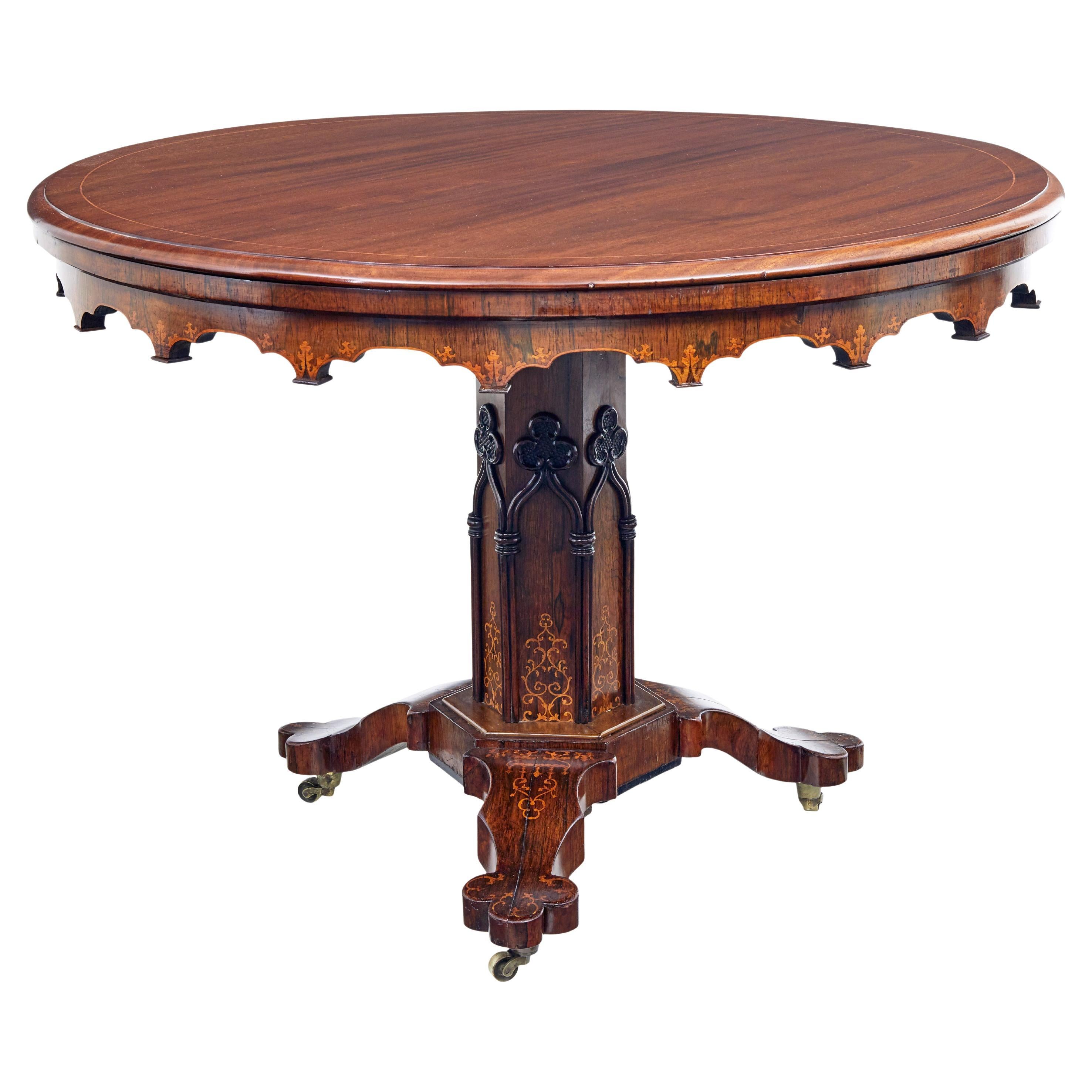 19th Century French Inlaid Mahogany Center Table
