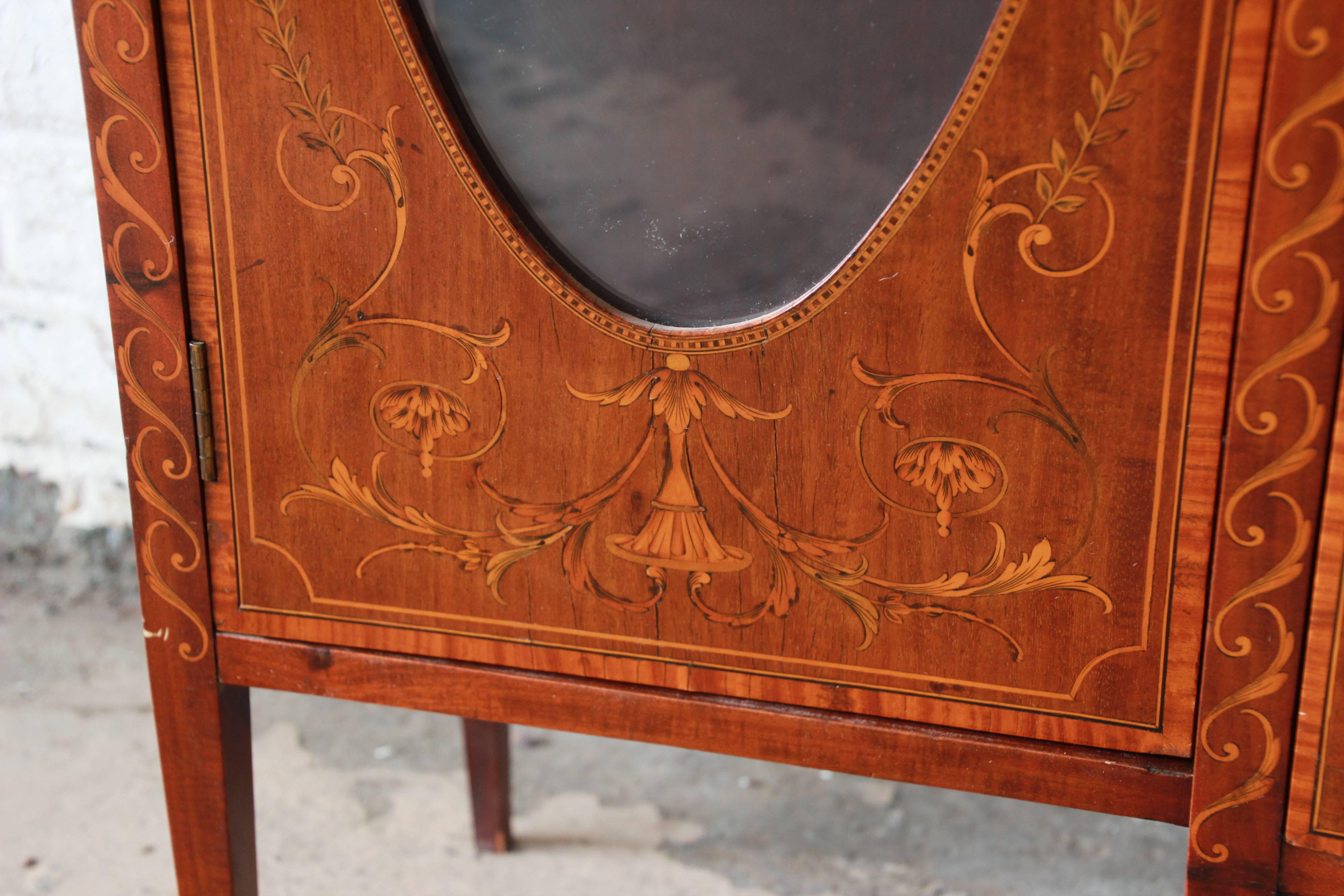 19th Century French Inlaid Mahogany Glass Front Bookcase or Display Cabinet 2